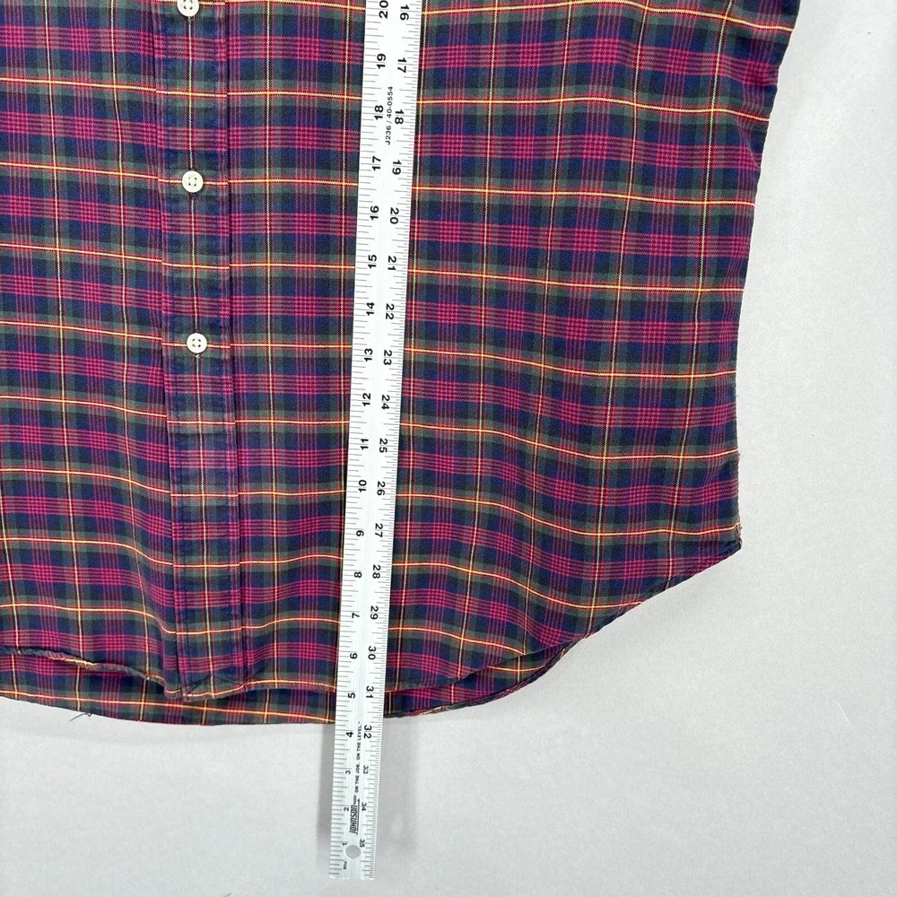 Ralph Lauren Shirt Mens XL Plaid Red Button Down Tartan Oxford Vintage Polo‎